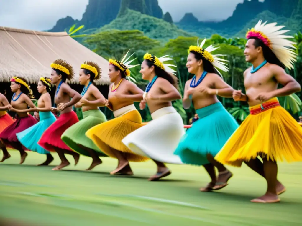 Grupo de bailarines en el Festival Yap Day tradición Micronesia, con trajes tradicionales y danzas animadas bajo el sol tropical