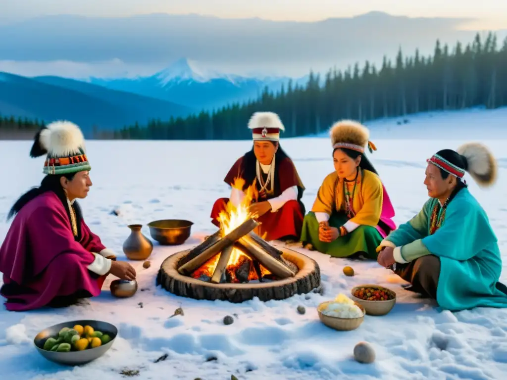 Un grupo de chamanes siberianos realiza el ritual sagrado de la Ofrenda de los Siete Elementos