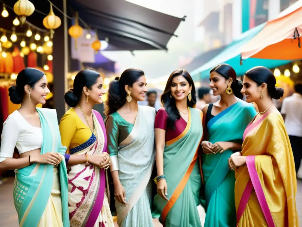 Grupo de diseñadores de moda y influencers se reúnen en animado mercado de Mumbai, fusionando moda India y tendencias occidentales