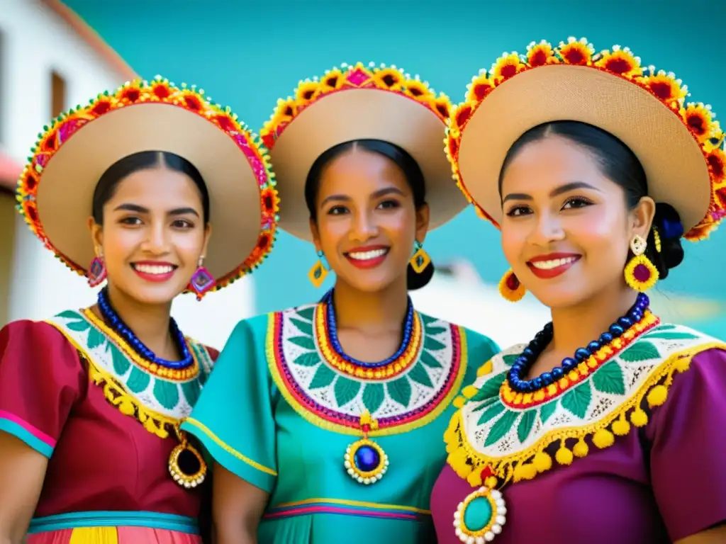 Un grupo de mujeres en vibrantes polleras panameñas, participando en un festival tradicional