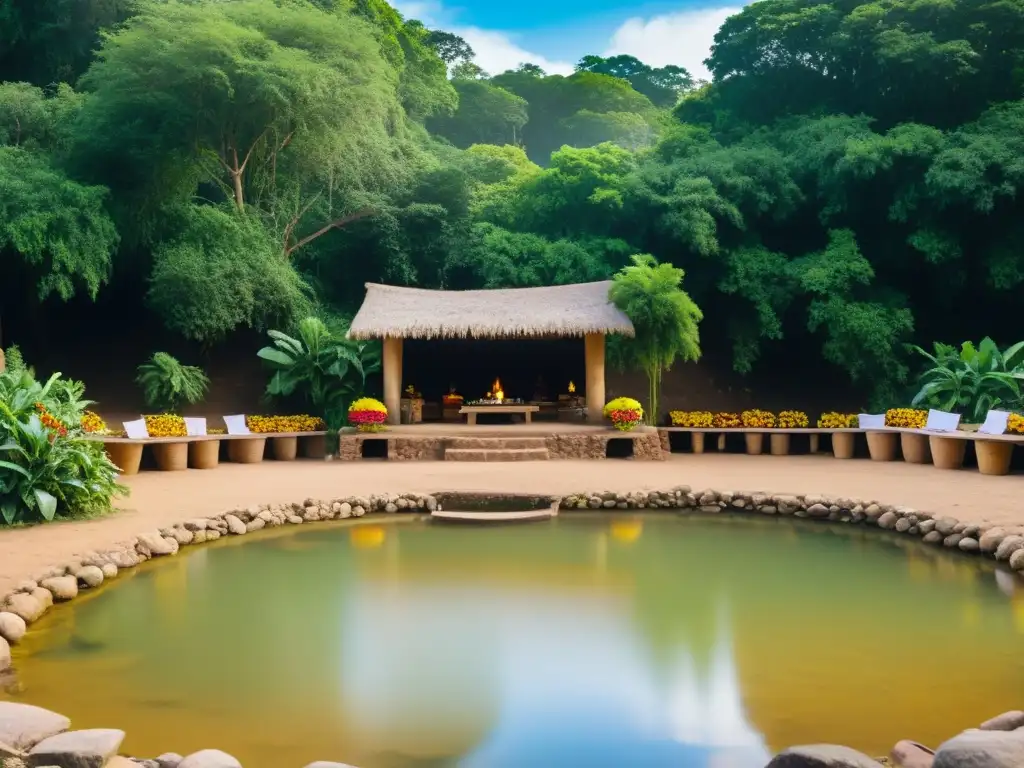 Un grupo de personas participa en el ritual del Baño de San Juan Paraguay, inmersos en la naturaleza y la espiritualidad