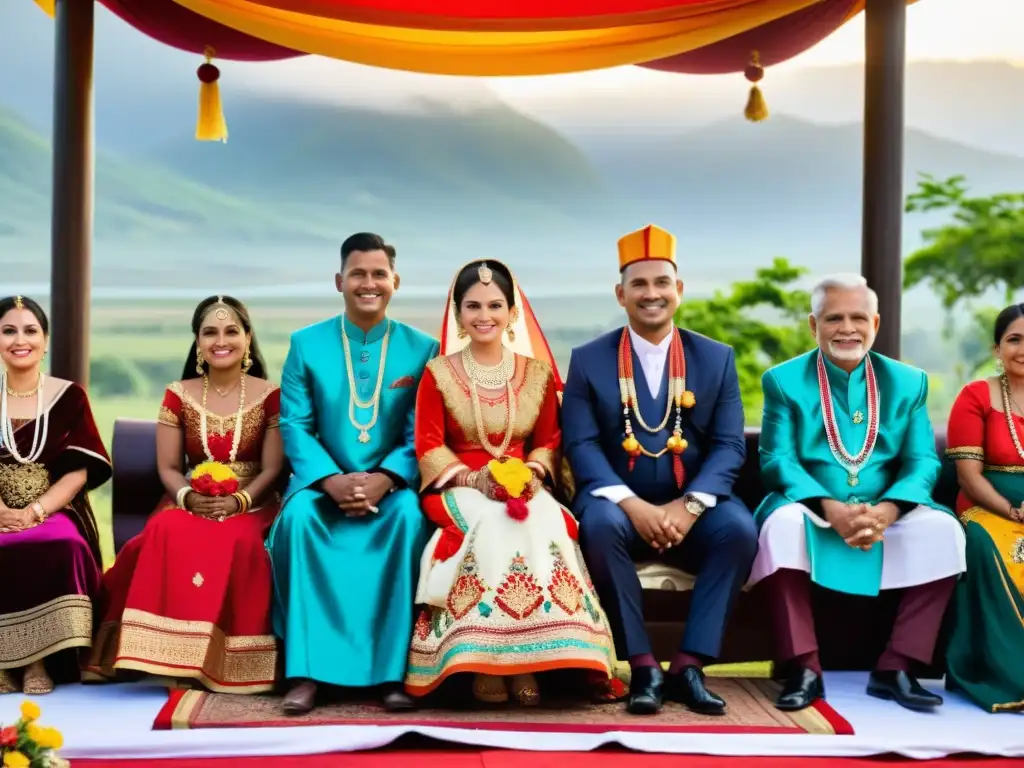 Una hermosa ceremonia de boda tradicional Buriatia, con rituales de matrimonio en Buriatia, entre paisajes montañosos y vestimenta colorida