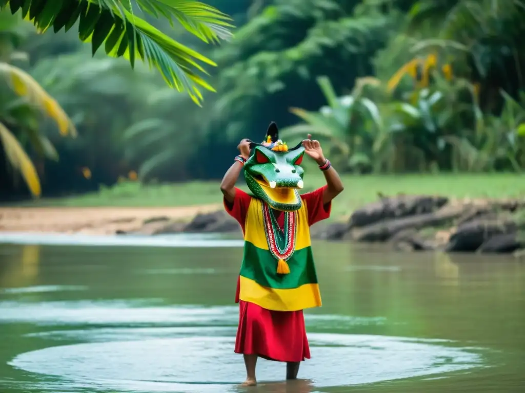 Hombre Caimán realiza ritual en el Río Magdalena con indígenas, en una escena mística y poderosa