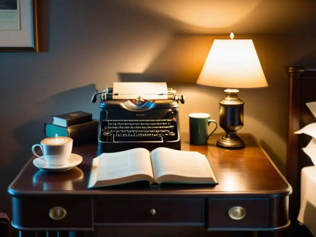 Habitación de hotel acogedora con ambiente literario, perfecta para amantes de la literatura