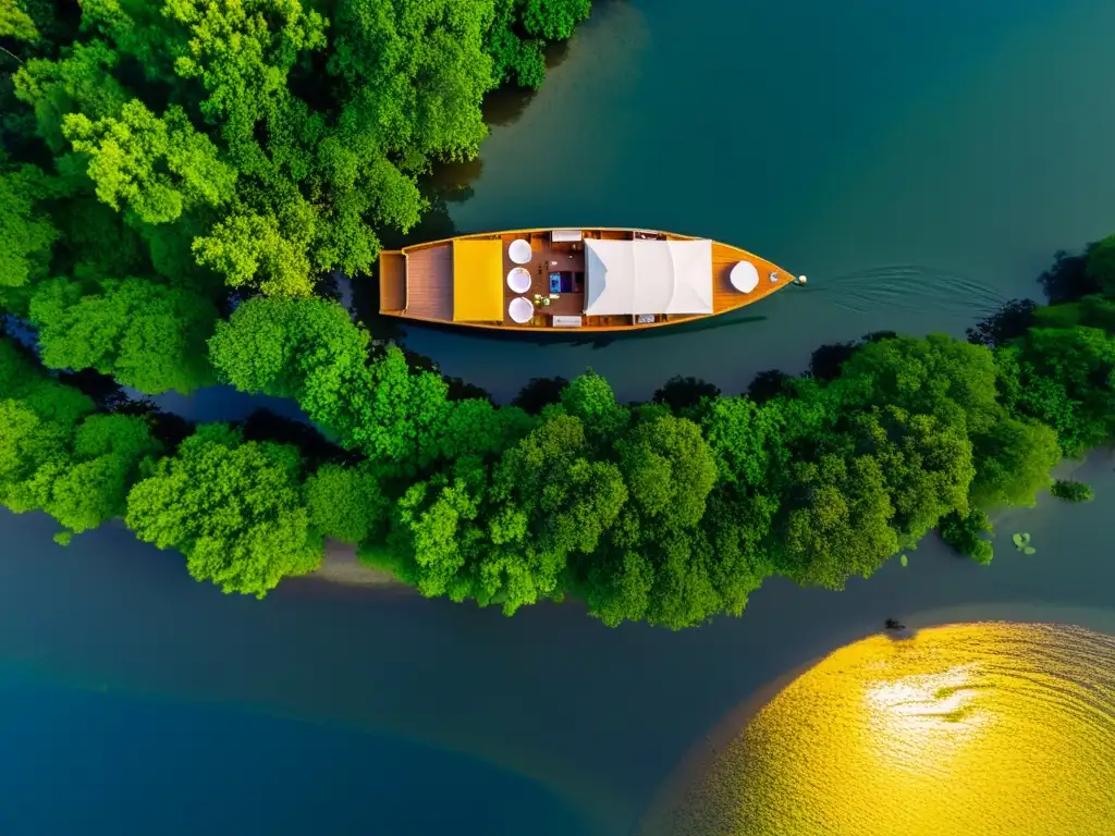 Hoteles flotantes tradicionales modernos en un entorno natural y cultural fascinante al atardecer