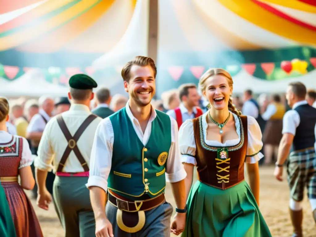 Imagen documental de un festival alemán tradicional, con Lederhosen y Dirndl