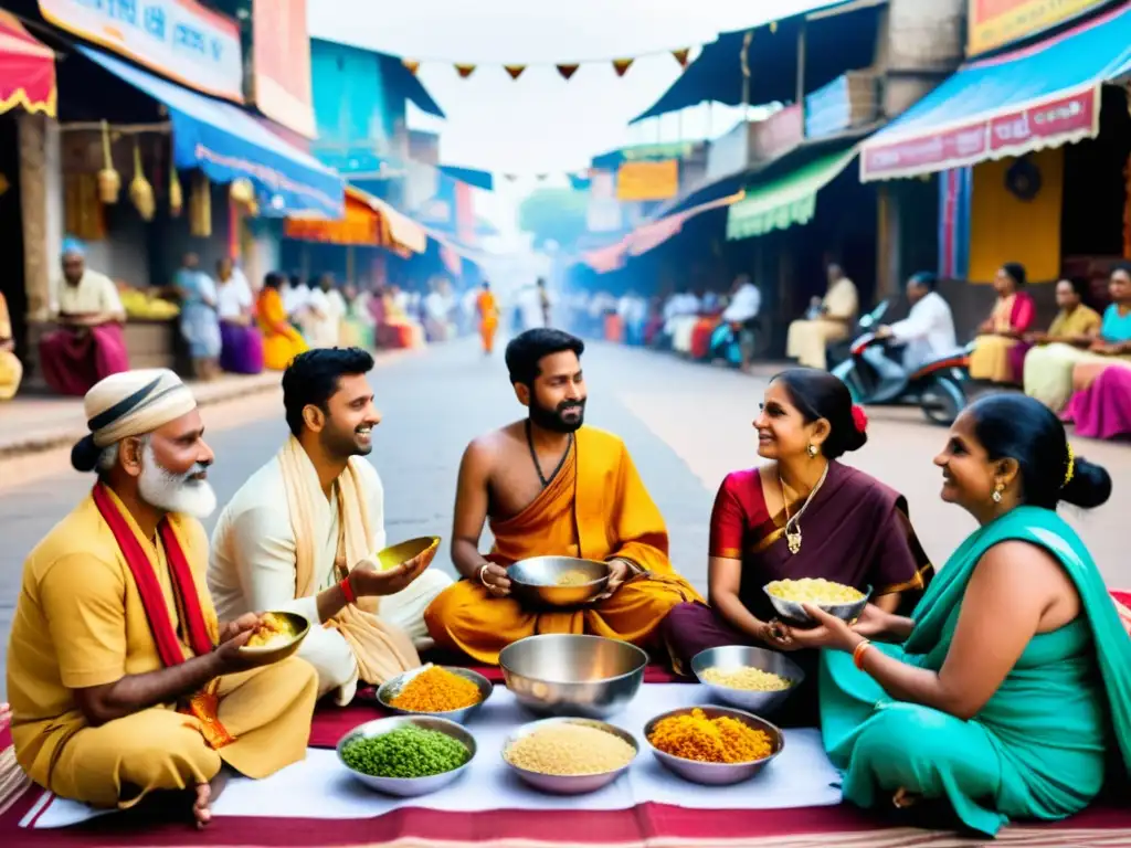 Imagen de prácticas de ayuno en India: diversidad cultural y espiritual en un bullicioso mercado indio