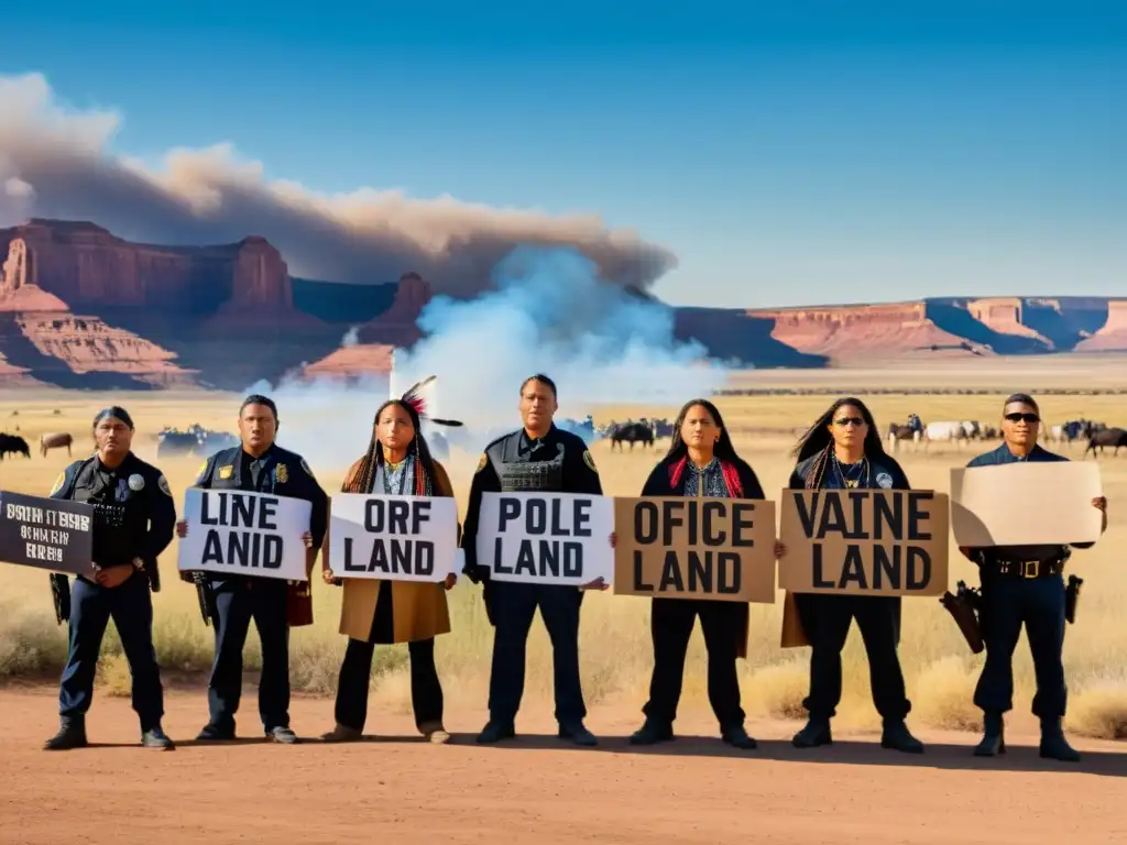 Un impactante enfrentamiento entre manifestantes nativos americanos y la policía por la protección de su tierra ancestral