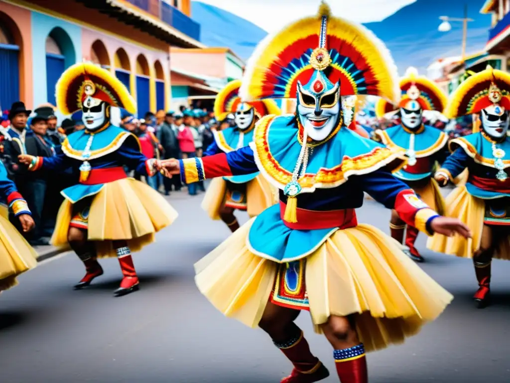Una impactante imagen de la vibrante danza ritual de la Diablada en el Carnaval de Oruro