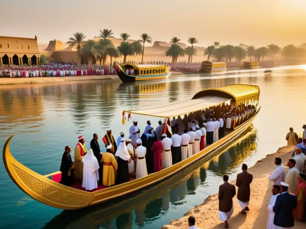 Impresionante procesión religiosa a lo largo del Nilo en Egipto con rituales tradicionales y coloridos barcos adornados