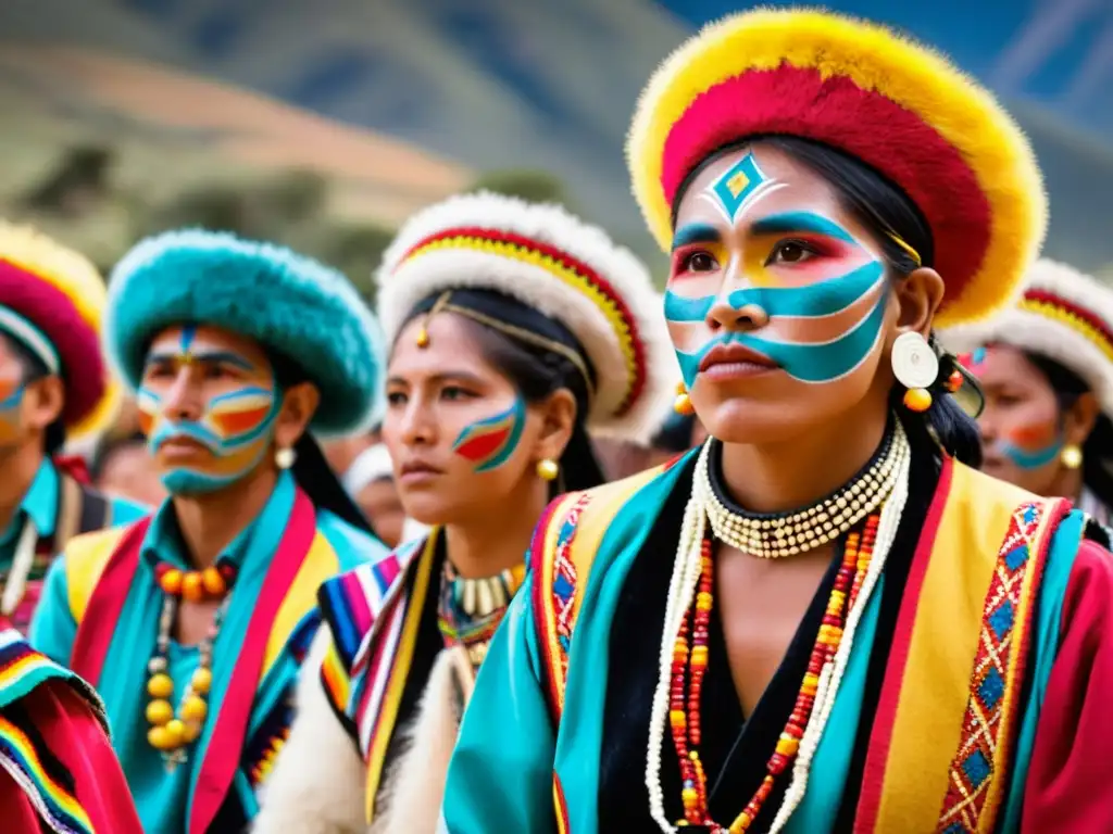 Intenso ritual de lucha y fertilidad: danzas indígenas bolivianas en paisaje andino, vibrante y enérgico Tinku