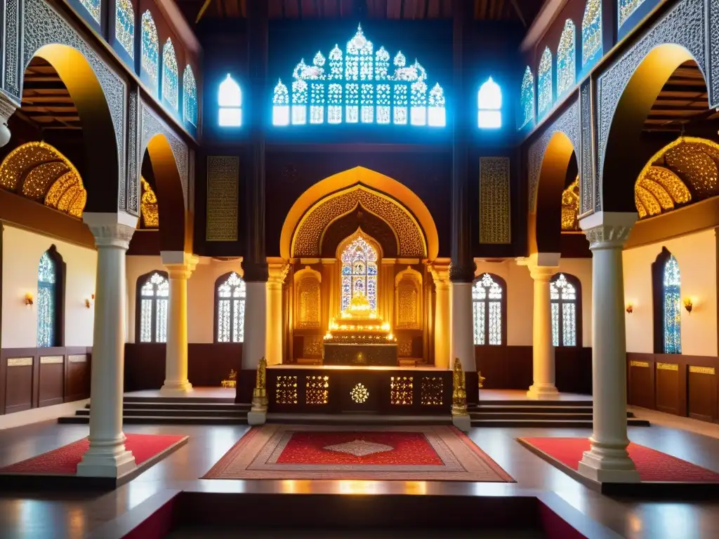 Interior majestuoso del templo Zoroástrico en India Parsis, con detalles y devoción