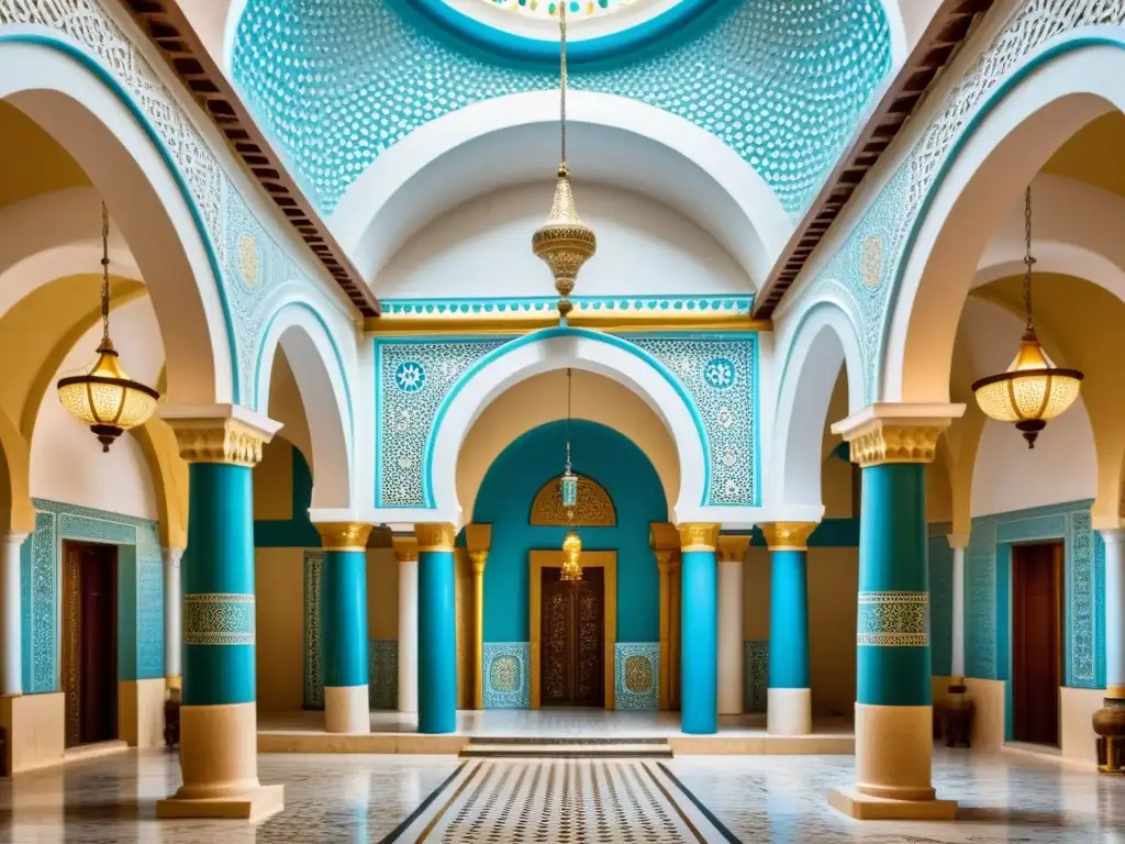 Interior de la Sinagoga El Ghriba en Djerba, Túnez