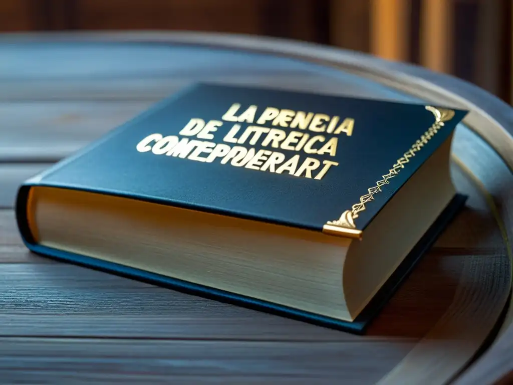 Libro desgastado con título 'La Presencia del Francés en la Literatura Africana Contemporánea' en letras doradas