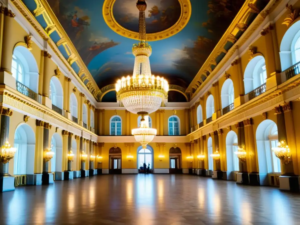 El lujoso salón del Palacio de Invierno en San Petersburgo, Rusia, con tradiciones de la Rusia Zarista