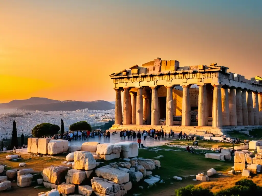 La majestuosa Acrópolis de Atenas revela sus secretos al atardecer, bañada en luz dorada