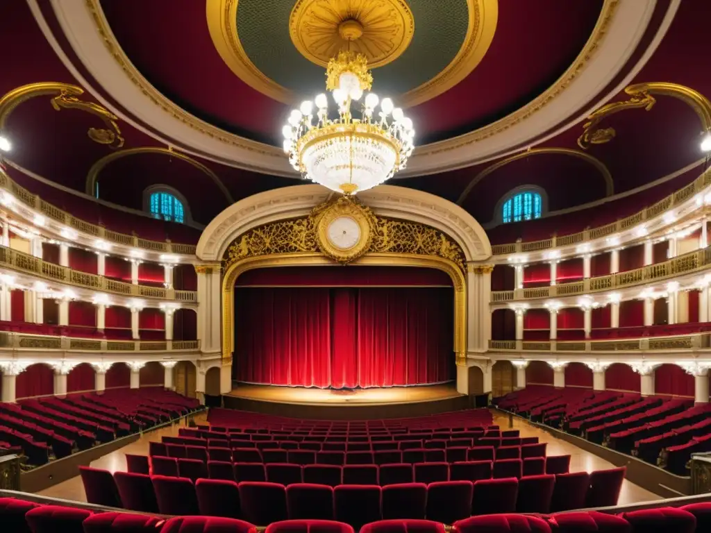 Una majestuosa sala de conciertos en Viena, Austria, llena de asientos de terciopelo rojo