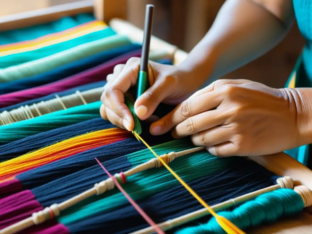 Las manos expertas de un artesano tejiendo un hermoso textil