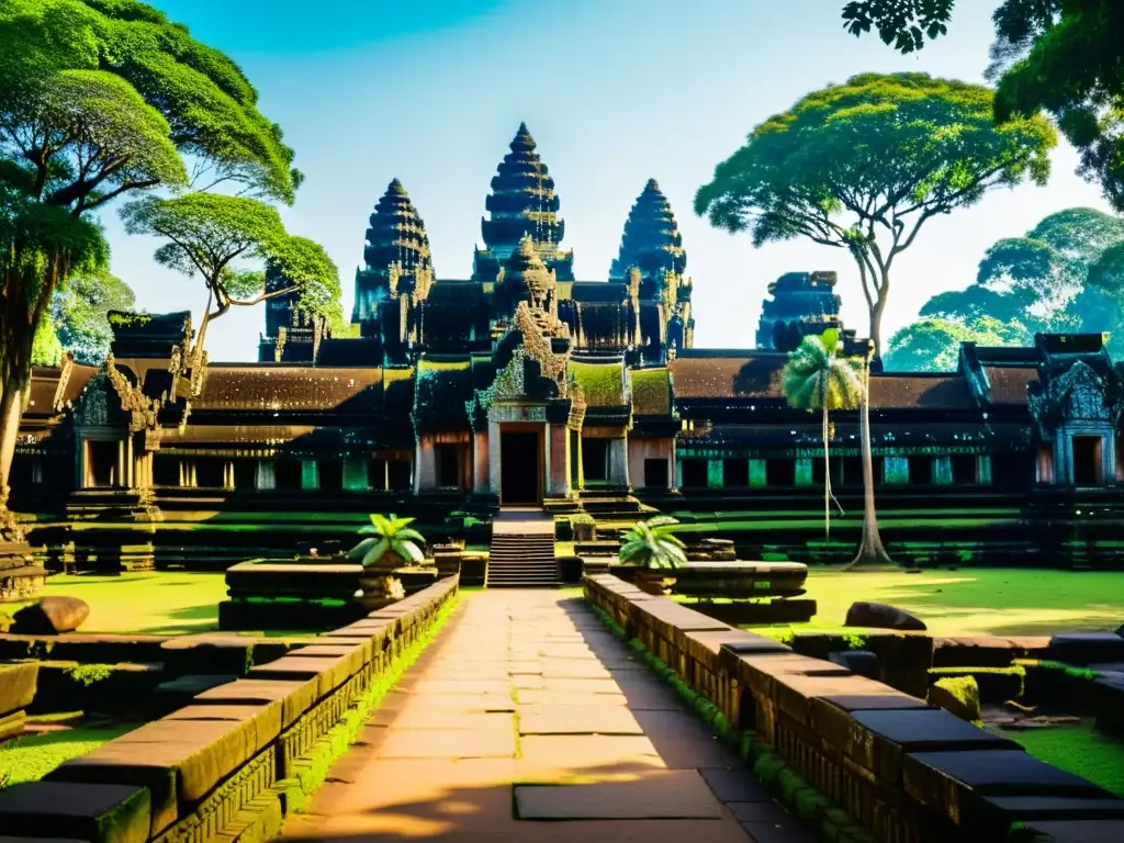 Maravilloso templo de Angkor Wat en la exuberante selva camboyana, envuelto en misticismo y leyendas antiguas