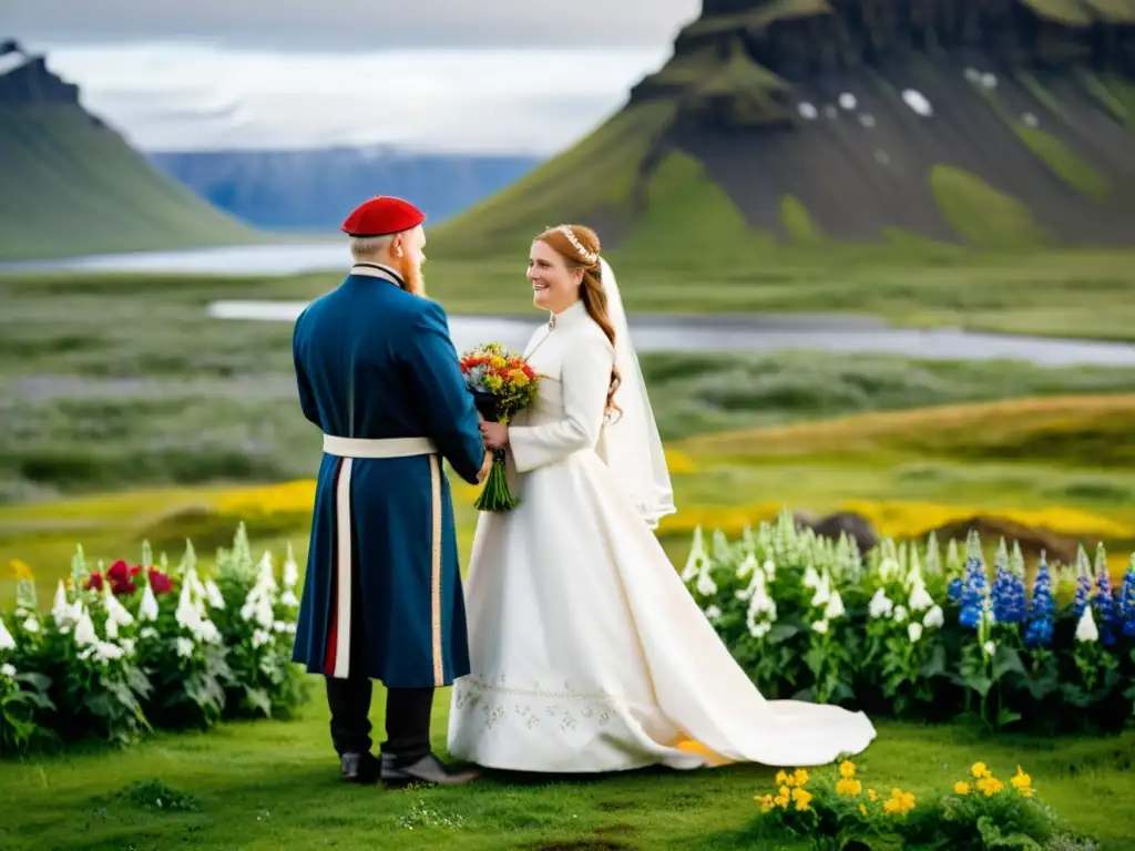 Un matrimonio tradicional islandés en un paisaje impresionante con atuendos tradicionales y una ceremonia única