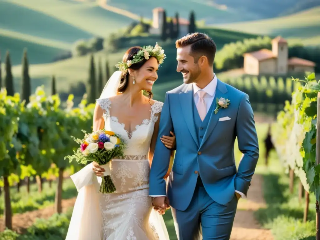 Matrimonio tradicional en viñedo toscano con antiguas costumbres y amor eterno