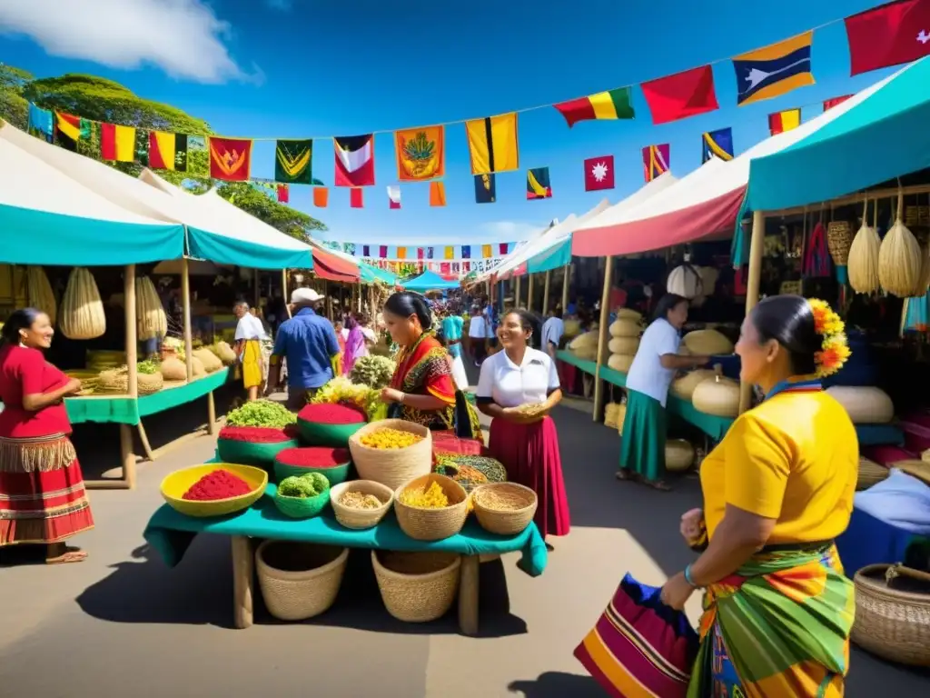 Mercado bullicioso en el Pacífico, con diversidad cultural y lingüística