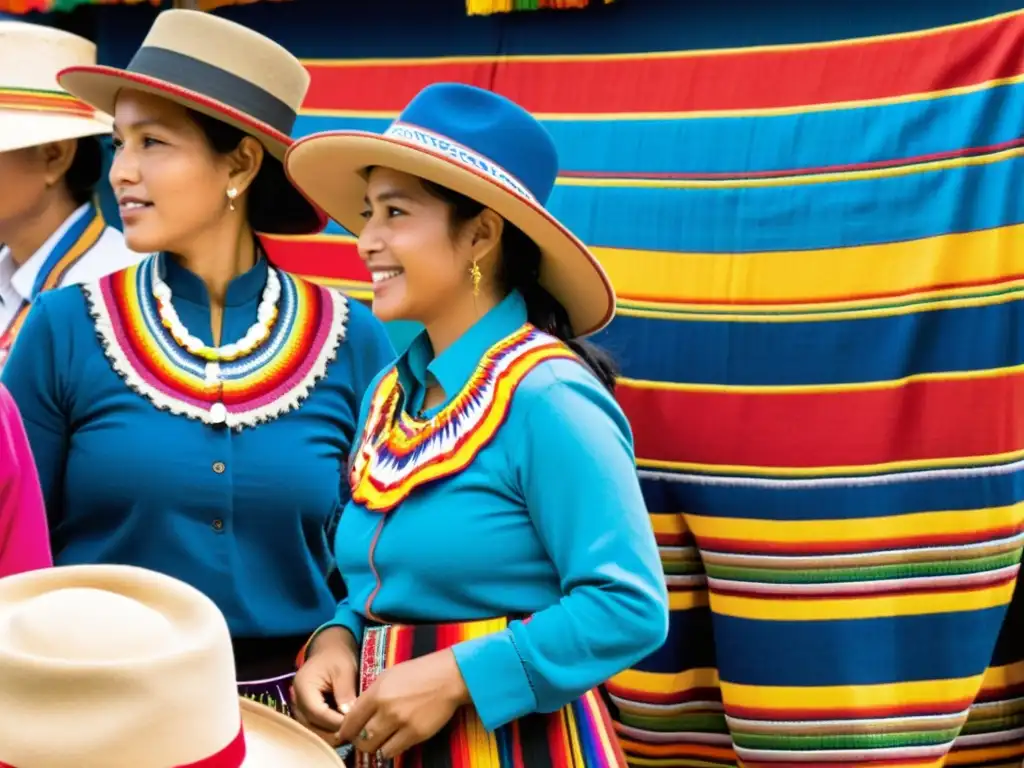 Mercado colorido en Otavalo, Ecuador, donde se exhibe moda étnica en un ambiente auténtico y vibrante, entre los Andes