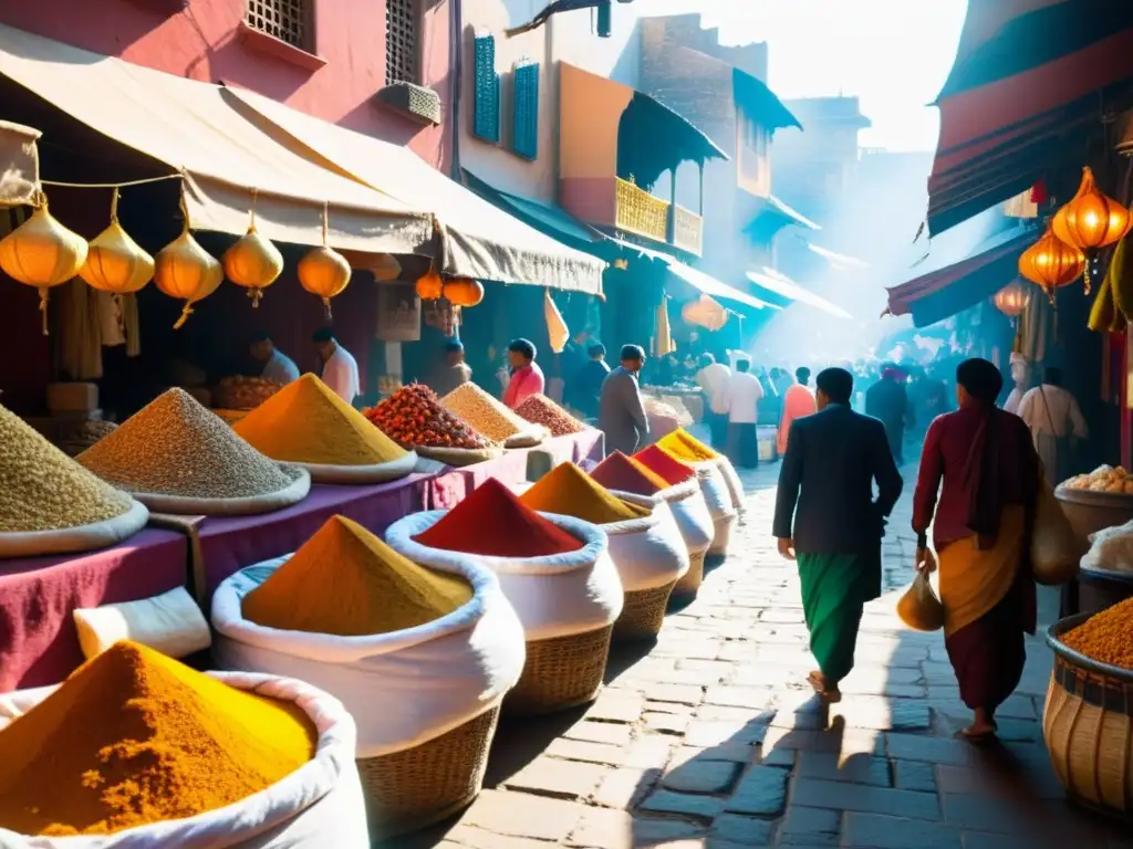 Mercado de especias en una antigua ciudad: colores, aromas y la historia de la Ruta del Especiero sabores continentes