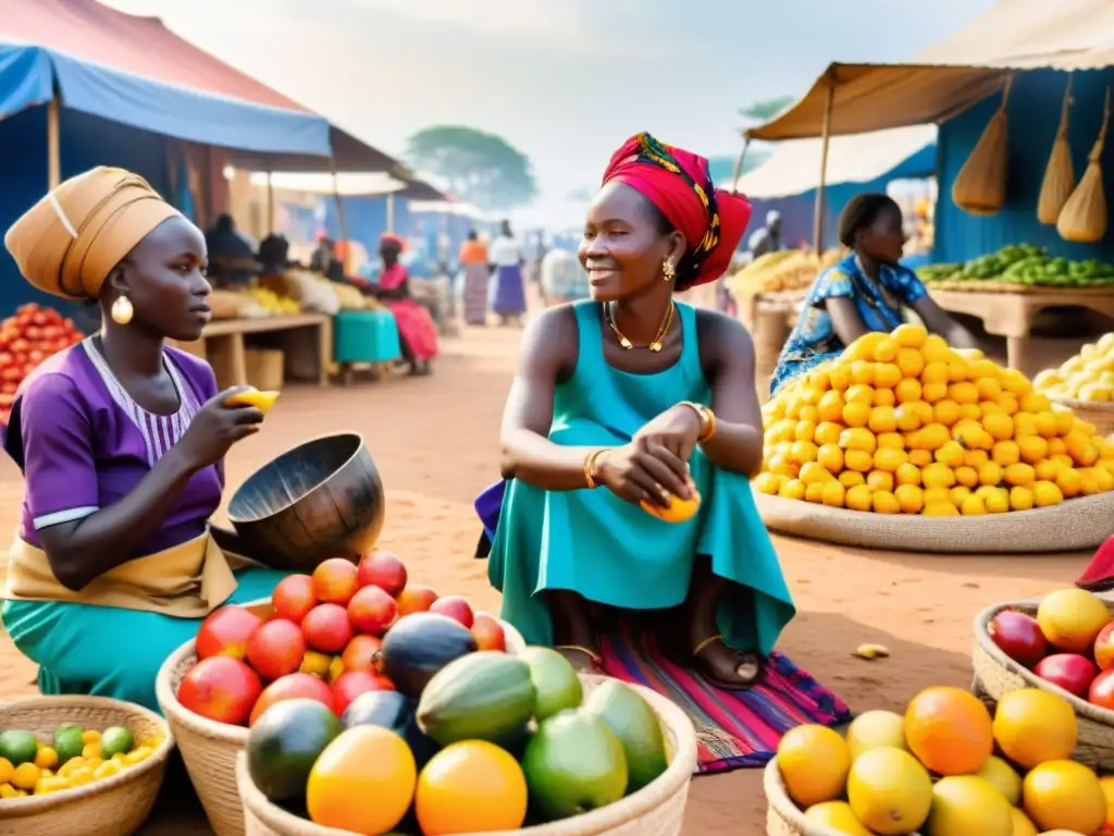 Mercado vibrante en África Occidental