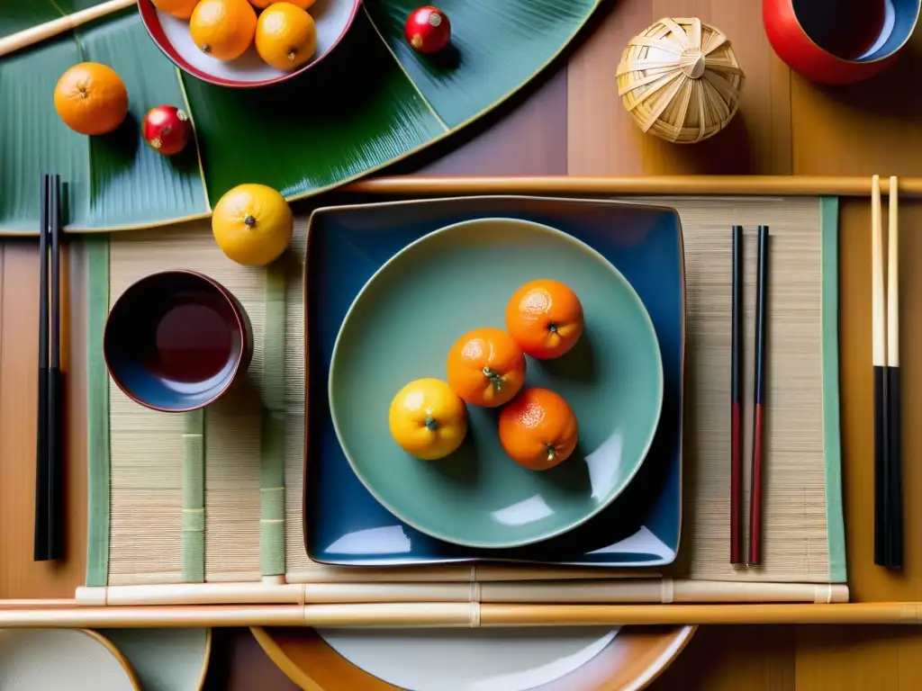 Una mesa de Año Nuevo Japonés tradicional muestra refinadas tradiciones ancestrales en exquisitos detalles y serena atmósfera