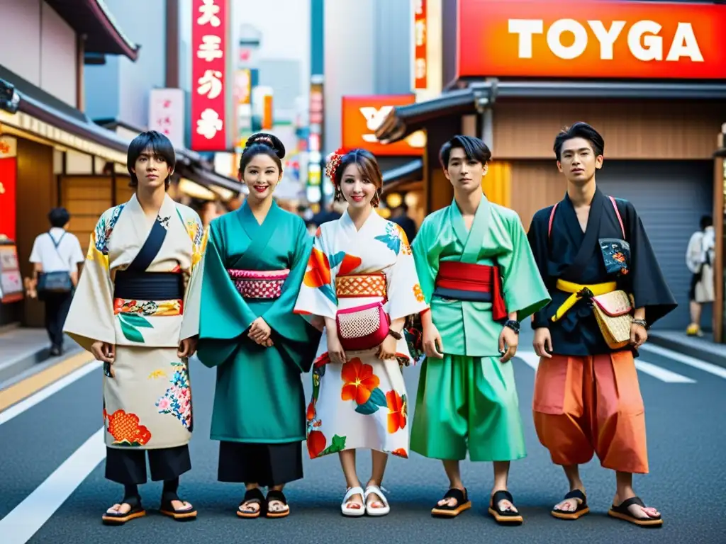 Moda japonesa en el siglo XXI: Jóvenes fashionistas en Tokio lucen kimonos y streetwear en una vibrante mezcla de lo tradicional y contemporáneo