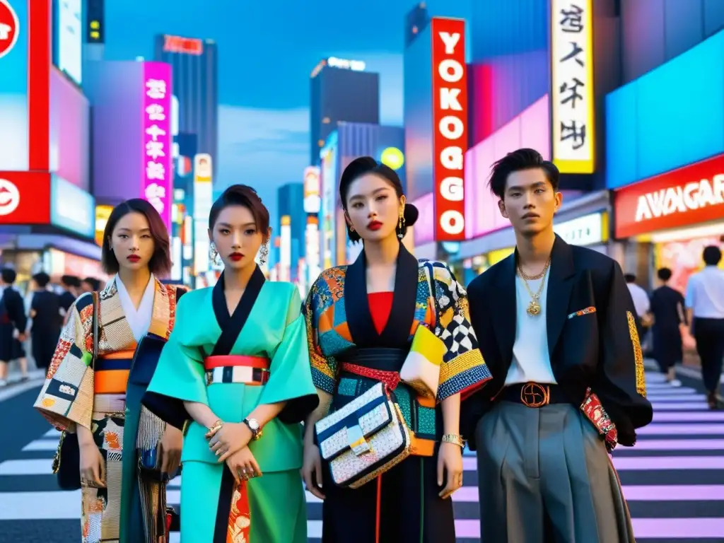 Moda japonesa en el siglo XXI: Calles de Tokyo rebosantes de estilo, fusionando lo tradicional y lo vanguardista en atuendos vibrantes y dinámicos