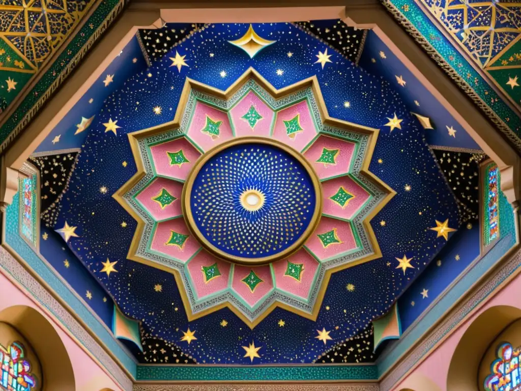 Un mosaico celestial de la Mezquita Nasir al-Mulk, reflejando la influencia de la astronomía en el arte y arquitectura islámica