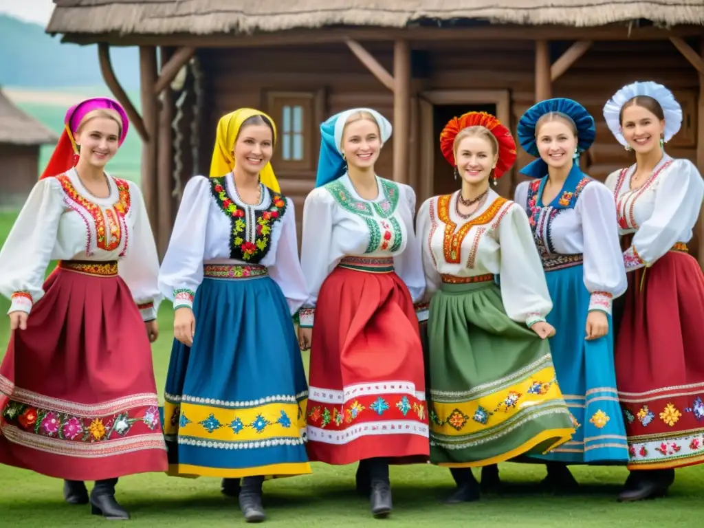 Mujeres ucranianas bailando en trajes típicos, mostrando la resistencia cultural y la belleza de la tradición ucraniana