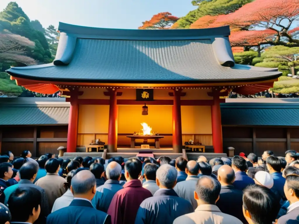 Multitud en un santuario japonés para Hatsumode