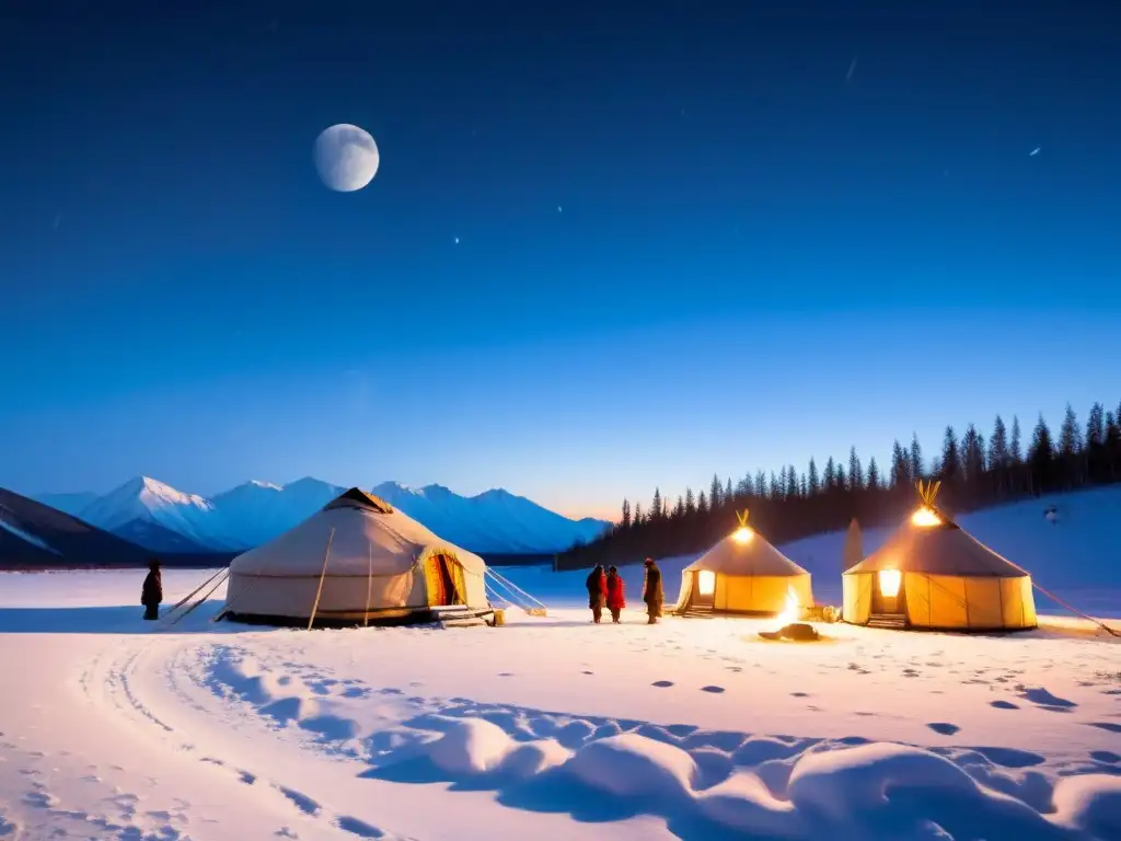 Noche mística en Siberia: ritual bajo la luna llena, influencia de los ciclos lunares en Siberia