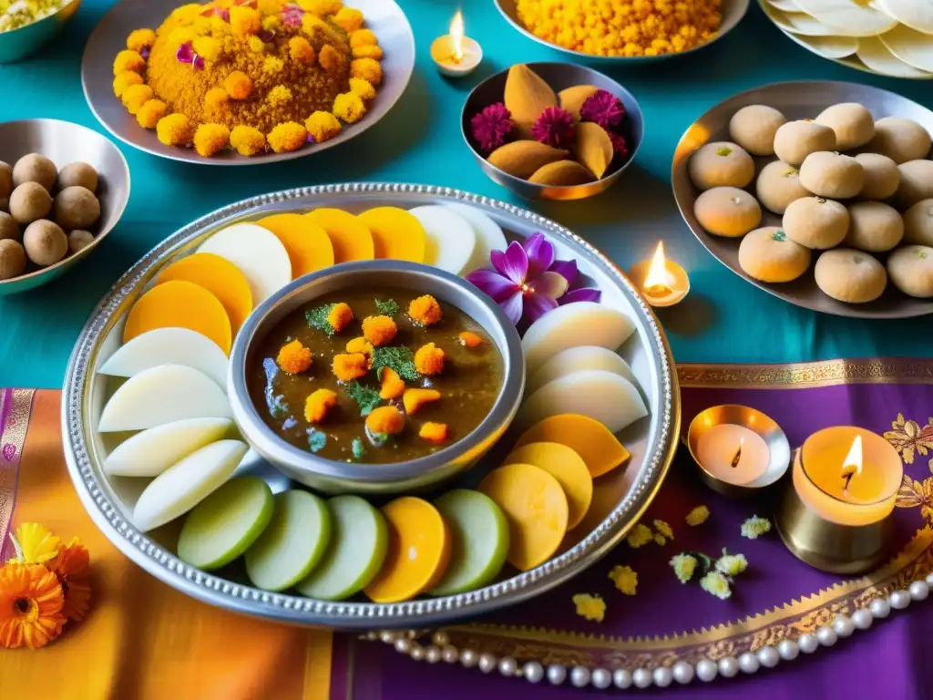 Ofrenda sagrada de prasadam durante festival hindú, arte del Prasadam en festivales hindúes