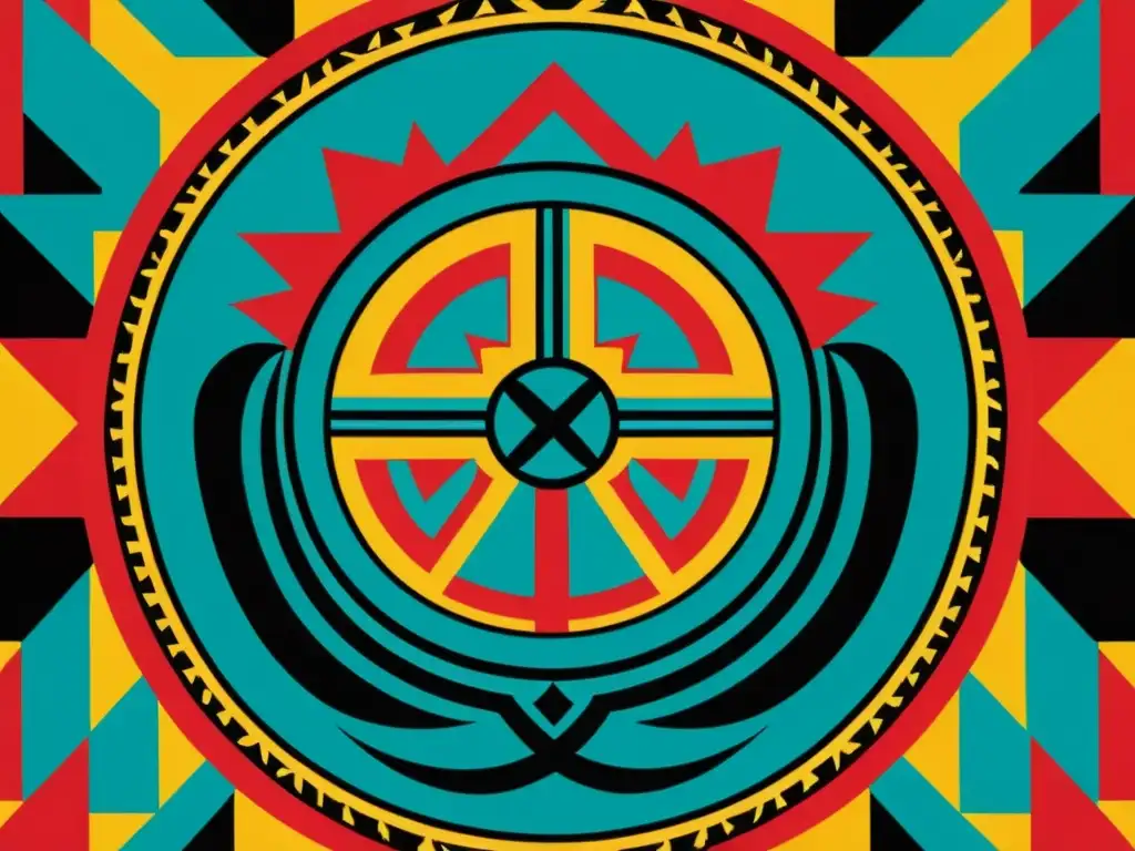 Una representación pictórica detallada del arte nativo americano narrativa visual, con patrones e símbolos intrincados que cuentan una rica historia visual