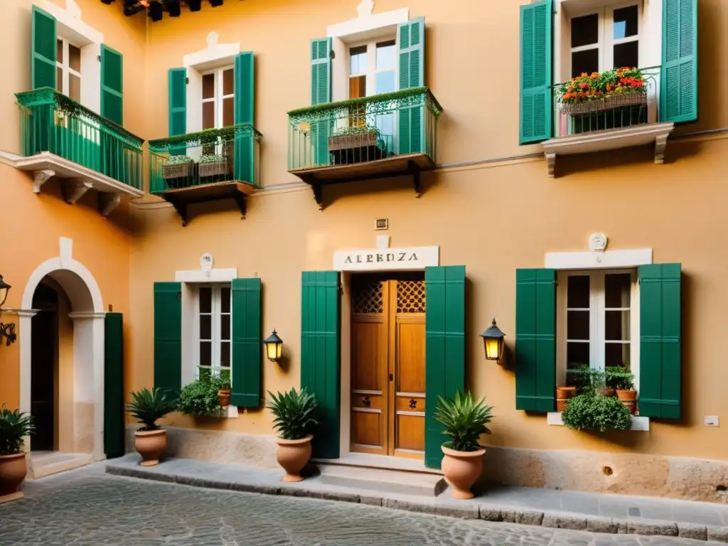 Una posada histórica en Italia, con fachada detallada y encanto auténtico