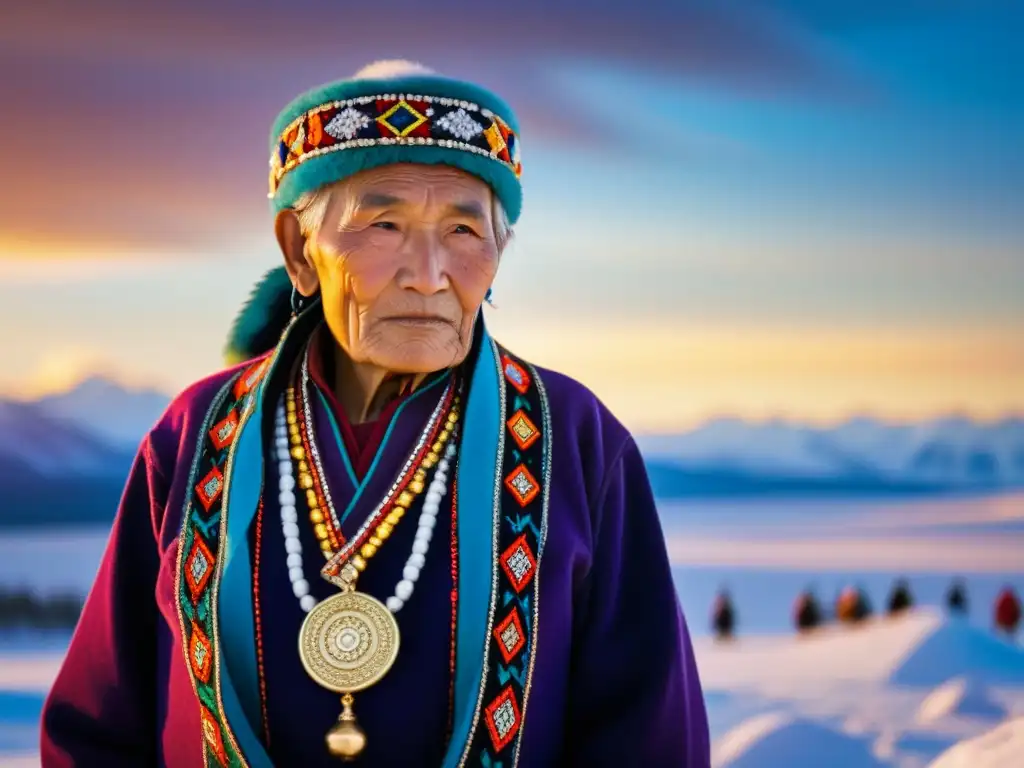 Un retrato conmovedor de un anciano Khanty y Mansi, custodio de la tradición, en un paisaje siberiano nevado