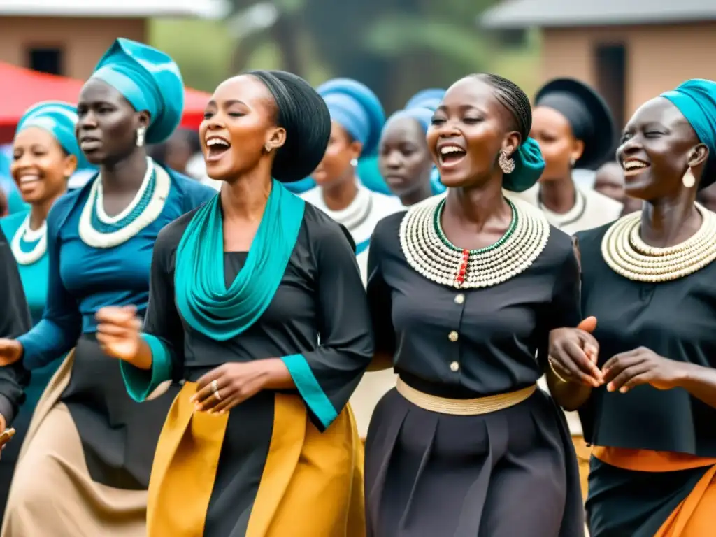 Rituales funerarios en África Francófona: Mourners africanos danzando y vistiendo atuendos tradicionales en ceremonia funeral al atardecer