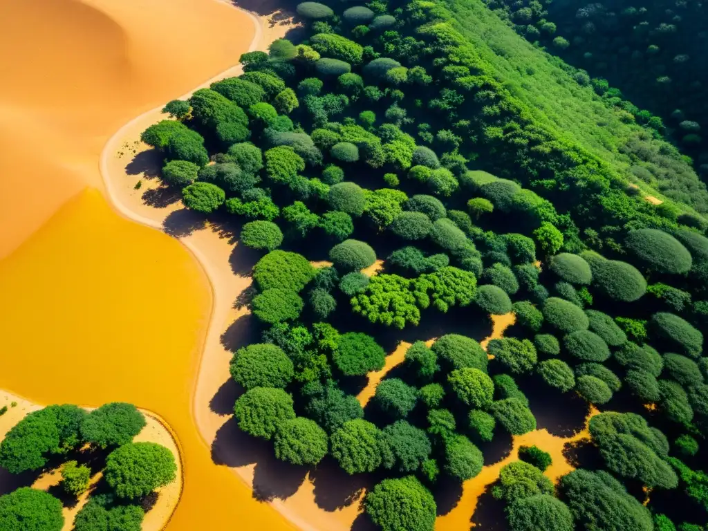 Explorando la Ruta del Incienso en Omán: vista aérea de los antiguos árboles de incienso en Dhofar, con desiertos dorados de fondo