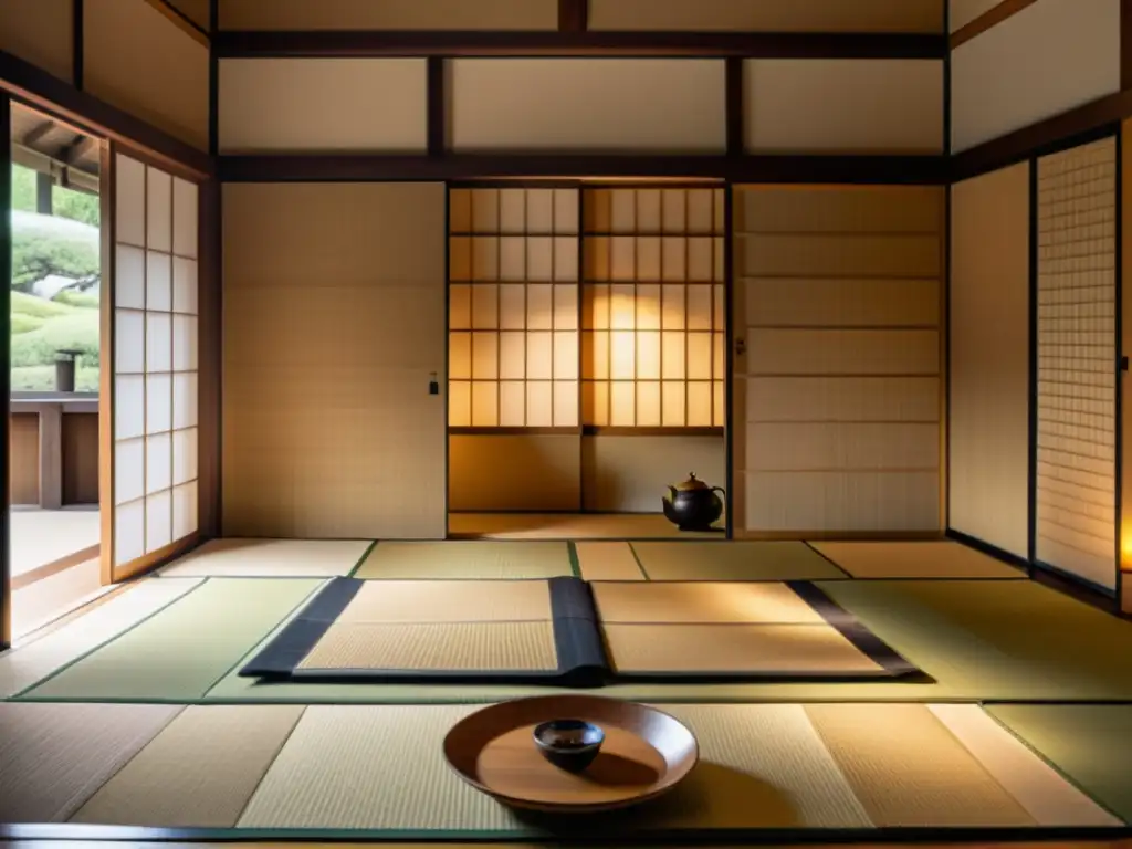 Habitación de tatami en casa de samurais Japón