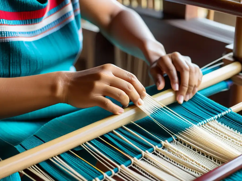 Un tejedor filipino tradicional trabaja con destreza los tejidos abacá, mostrando la rica tradición cultural y artesanía del tejido filipino