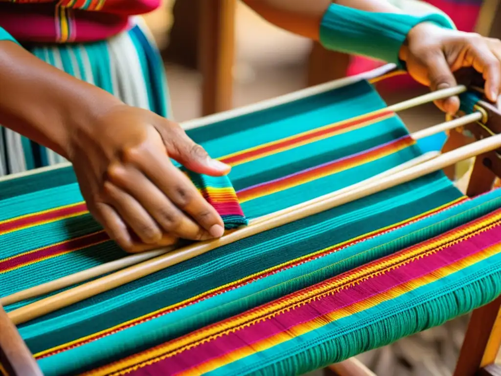 Tejido tradicional guatemalteco: manos expertas tejen una historia vibrante en intricados textiles