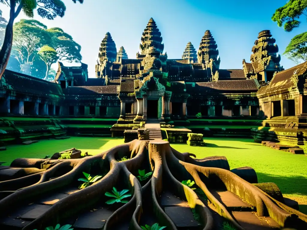 Templos Angkor: leyendas camboyanas se entrelazan con la selva, creando una atmósfera mística y eterna