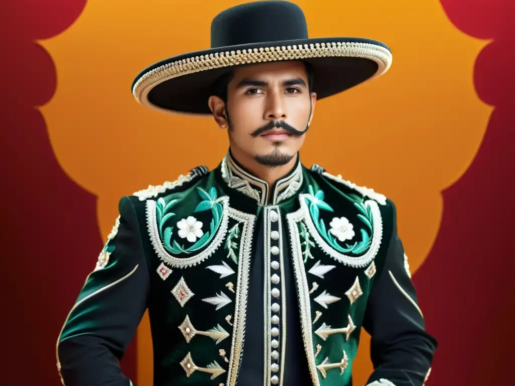 Un traje charro mexicano, detallado y lujoso, resalta la artesanía y la influencia en la moda de lujo