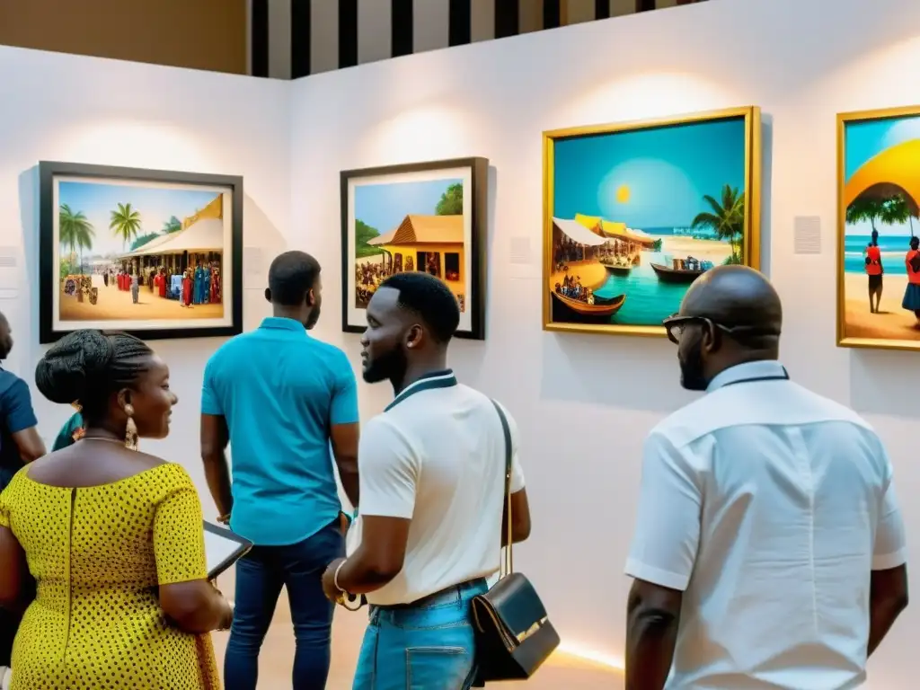 Vibrante galería de arte en Abidjan, Costa de Marfil, con pintura contemporánea que refleja la diversidad y vitalidad del arte en Costa de Marfil