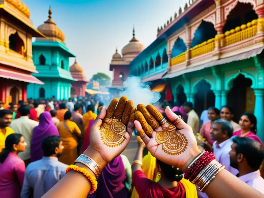 Vibrante calle de India con impacto de mitología hindú en la vida diaria