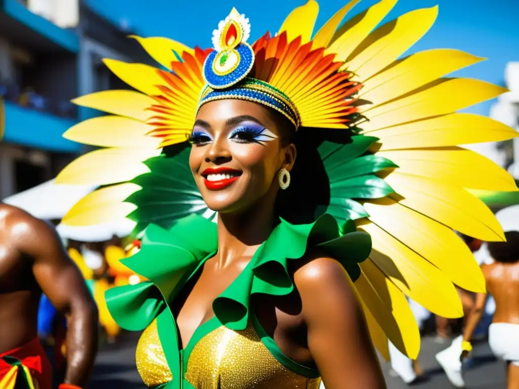 El vibrante Carnaval de Río color pasión Brasil llena la calle con alegría, baile y música de samba en una escena cautivadora y llena de energía